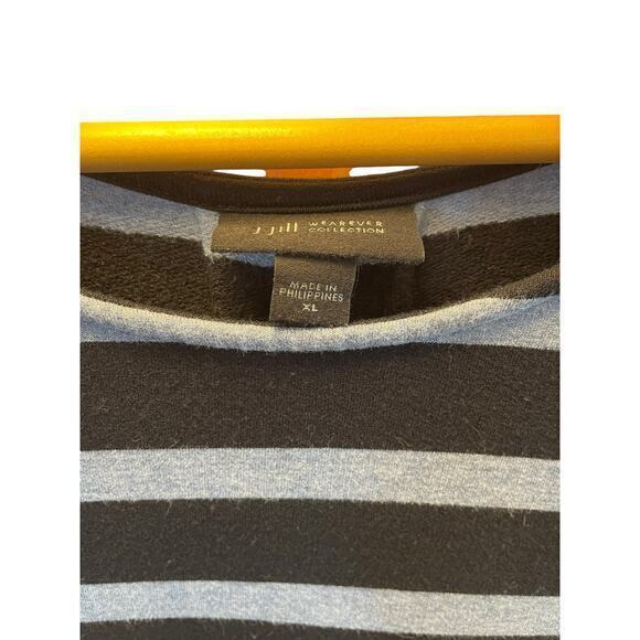 J. Jill Wearever Collection Black Stripe Box Pleated Dress Fleece Lined XL - Picture 3 of 10